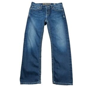 BKE Jeans Mens 32 Brayden Bootcut Distressed Contrast Western Denim Fade